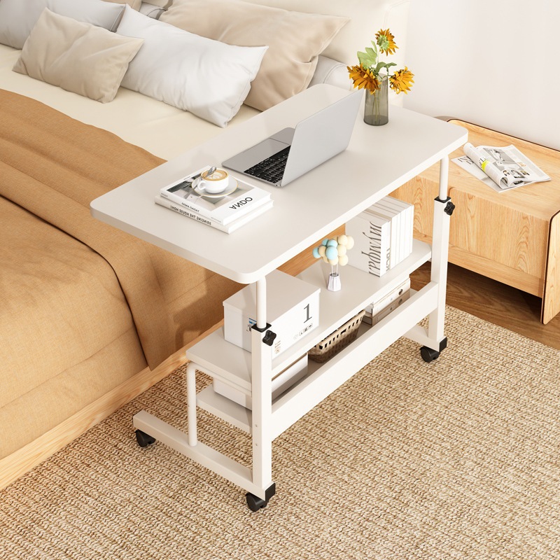 SS Adjustable Table Portable Standing Bed Side Table Mobile Study Table ...