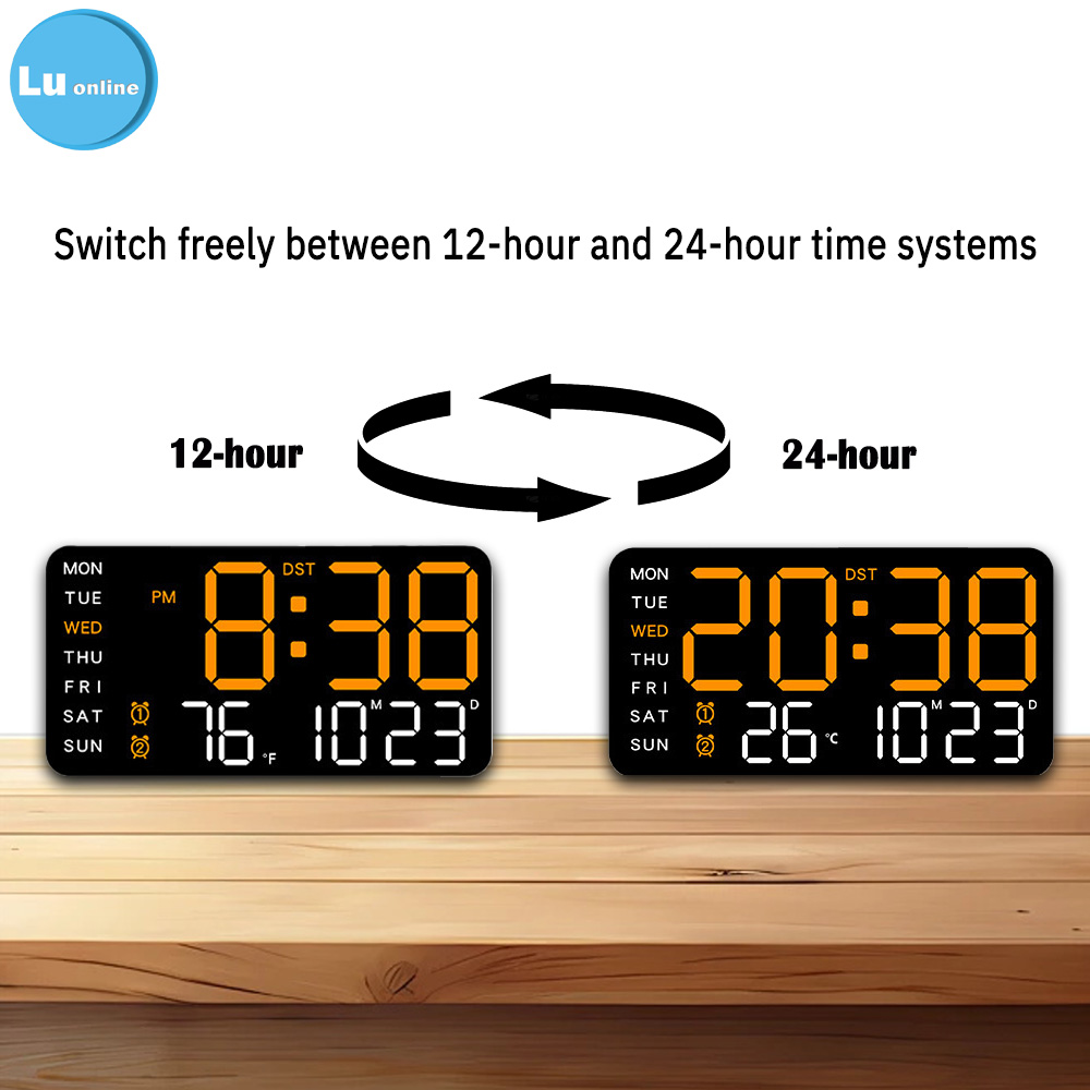 【COD】Digital Wall Clock Led Aesthetic Bedroom Large Screen Display ...