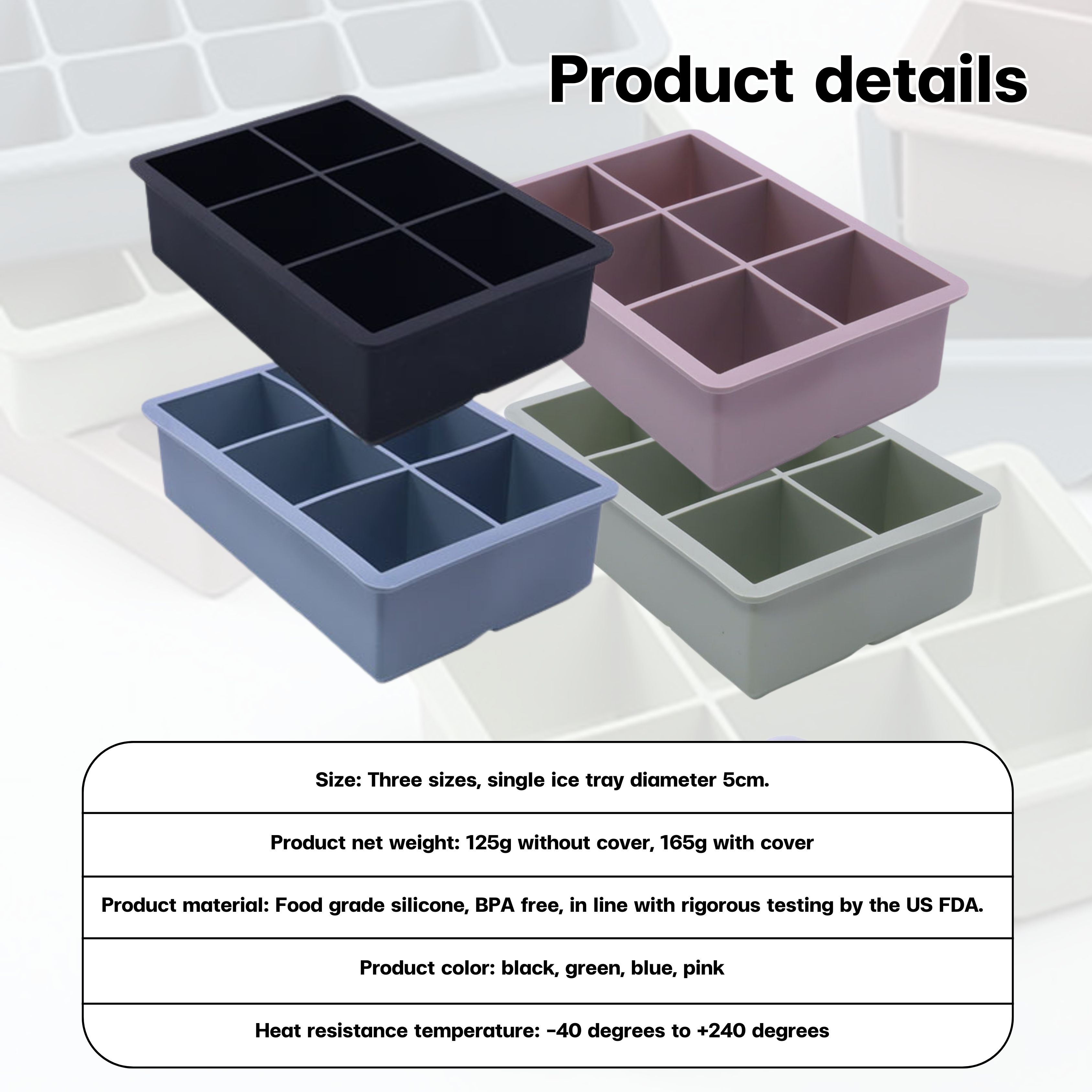 4/6/8/15 Grid Big Ball Square Ice Cube Mold Silicone Ice Cube Maker DIY ...