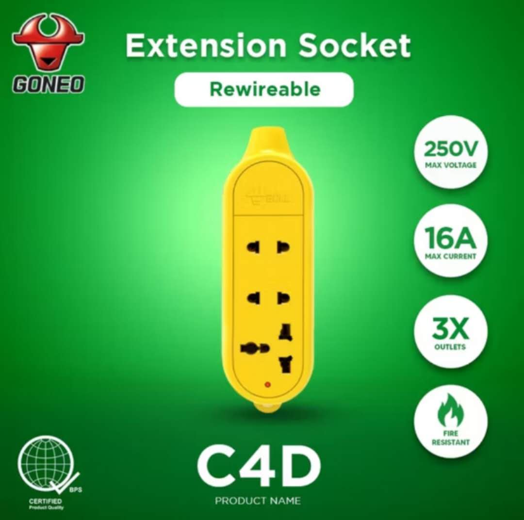 BULL Rewireable Extension Socket C5 4Gang 2500w 10A and C4D 3Gang 4000w ...