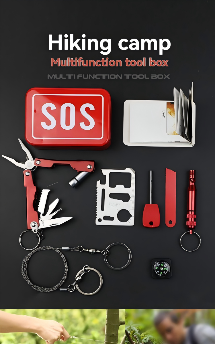Portable SOS Survival Box Outdoor Survival Tool Storage Box Survival ...