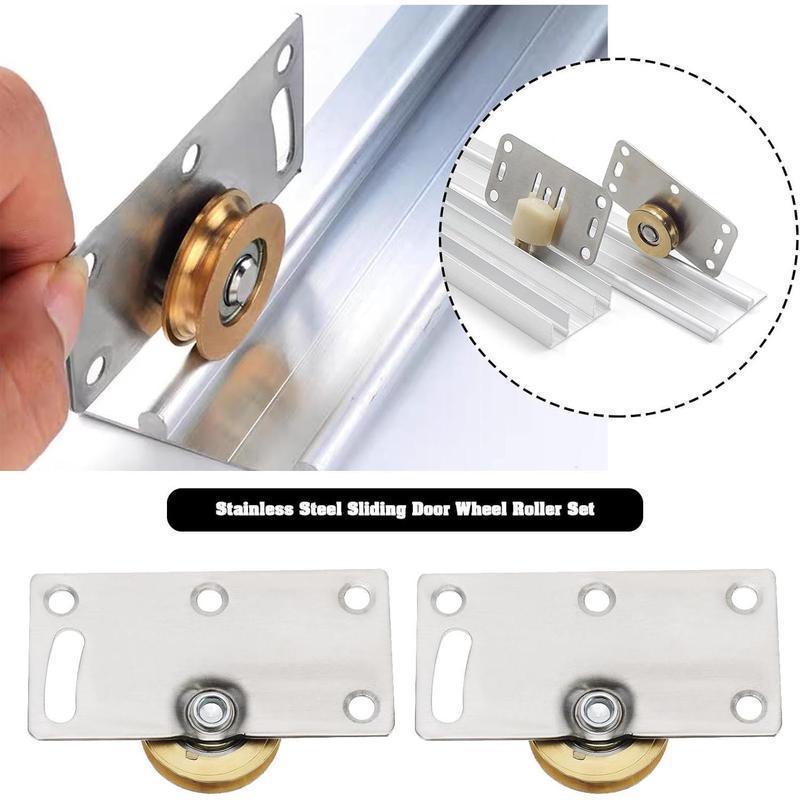 1.5M Sliding Door Rail Track Alloy Roller Set with Wheel Pulley ...