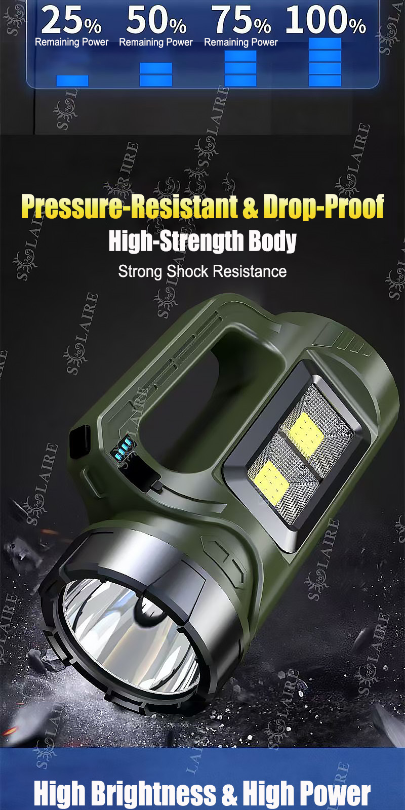 【3500m irradiation distance】flashlight 10000mAh Waterproof Solar ...