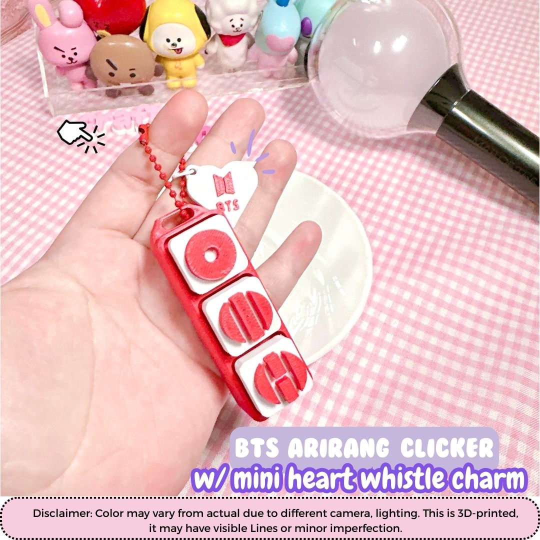 BTS ARIRANG FANMADE CLICKER WITH MINI HEART WHISTLE CHARM | Shopee ...