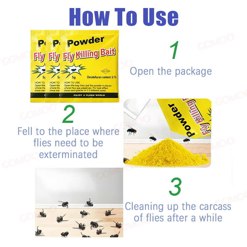 GOMOO - Fly Bait Powder 40pcs Powerful Fly Kill Fly Killer Powder Fly ...