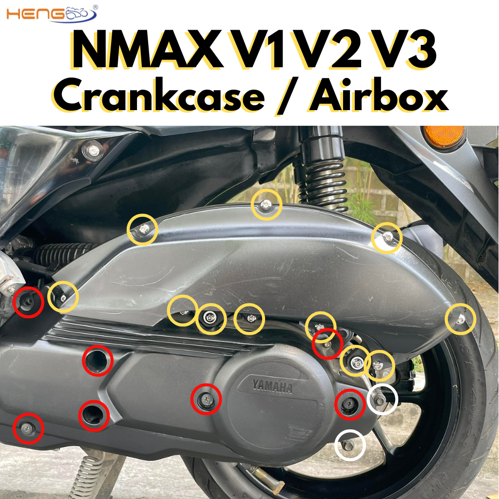 Nmax V1 V2 V3 CNC Heng Bolts - Airbox, Crankcase, Gearbox oil & Drain ...