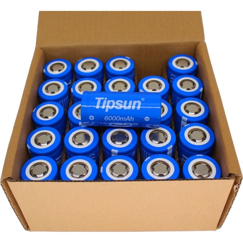 Tipsun battery 32650 / 32700 6000mAh 3.2V Cell Flat head rechargeable ...