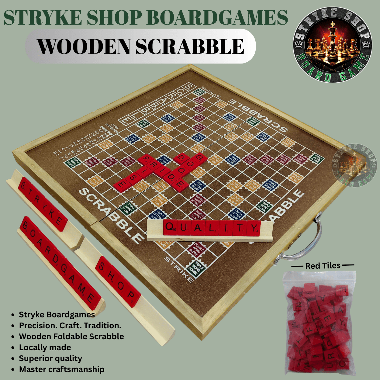 Scrabble Wooden Foldable Board Gamed – Premium Tiles & Free Storage ...