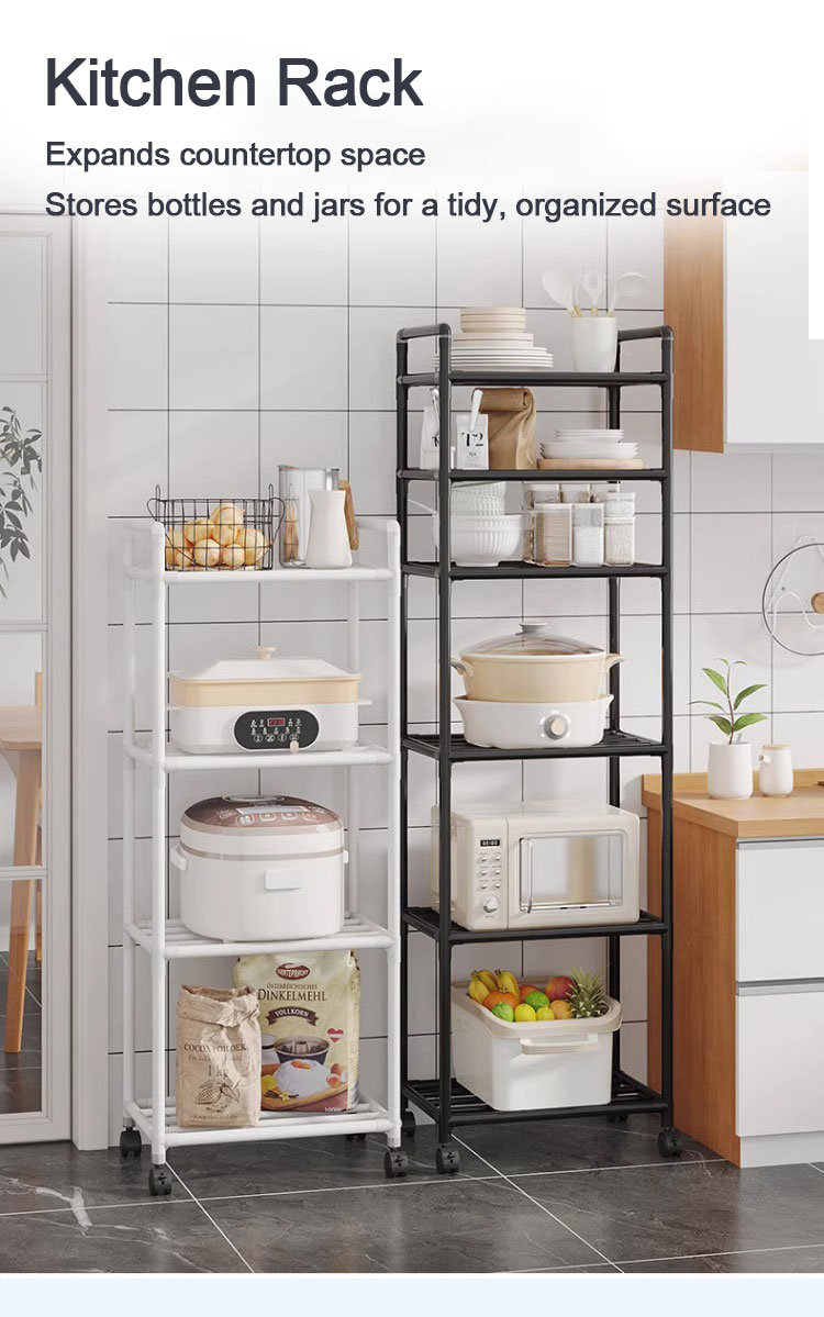 Kitchen Storage Rack Pantry Open Shelf Anti-Fall Rail Easy Assemble ...