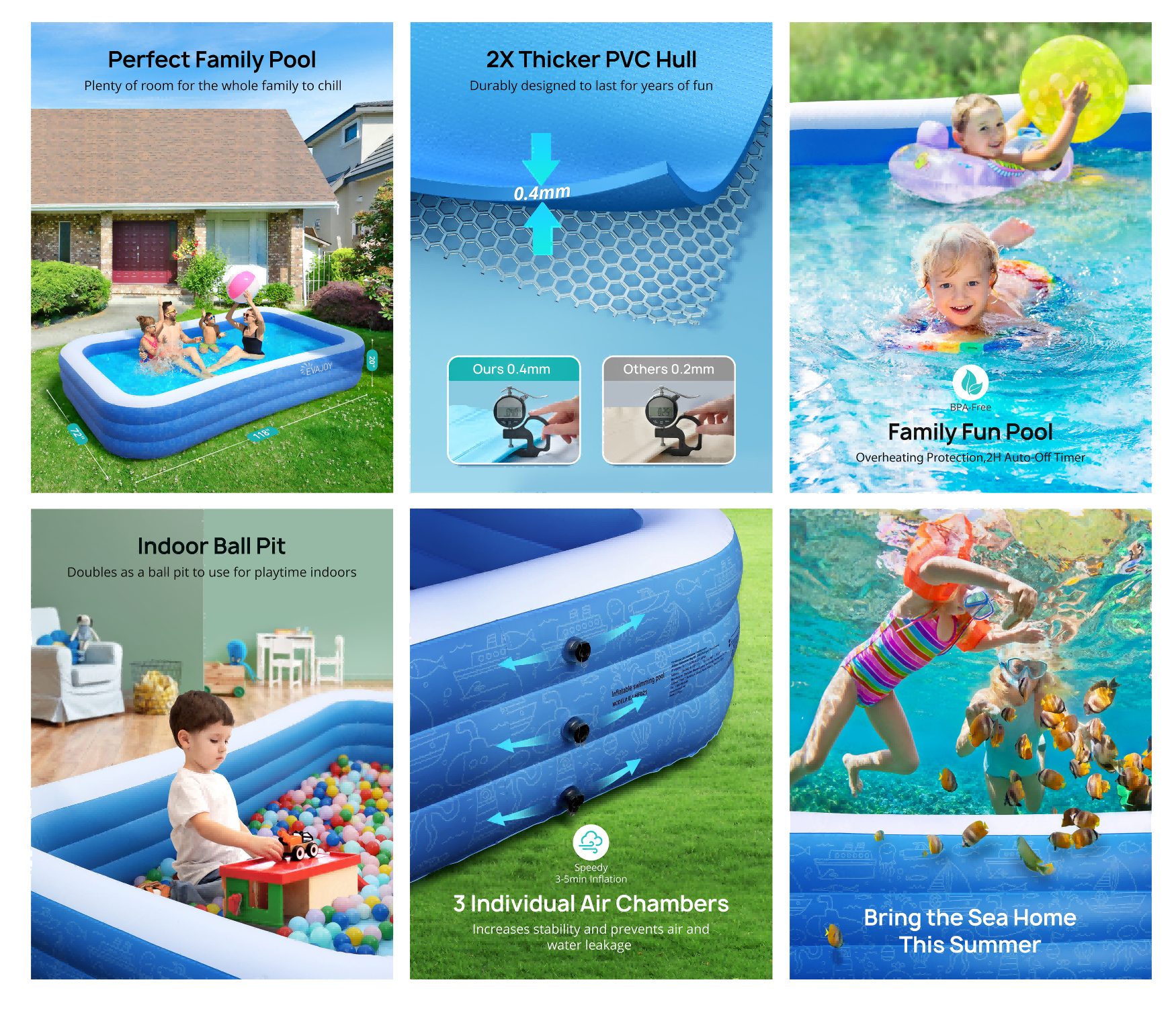 Wthb Outdoor Inflatable Swimming Pool For Kids Air Pump Famirly ...