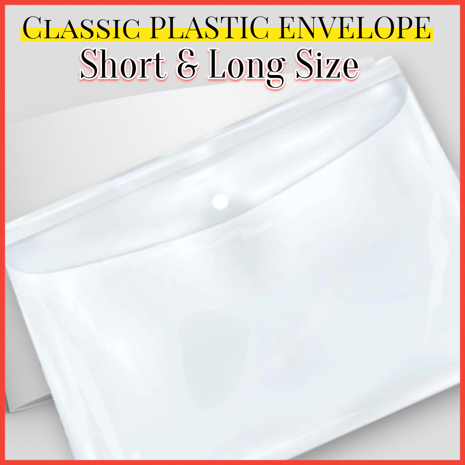 Clear Plastic Envelope with Snap Button Office and School Supplies ...