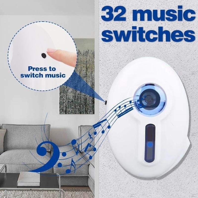 Intelligent small LED wireless doorbell waterproof 300M range door ...