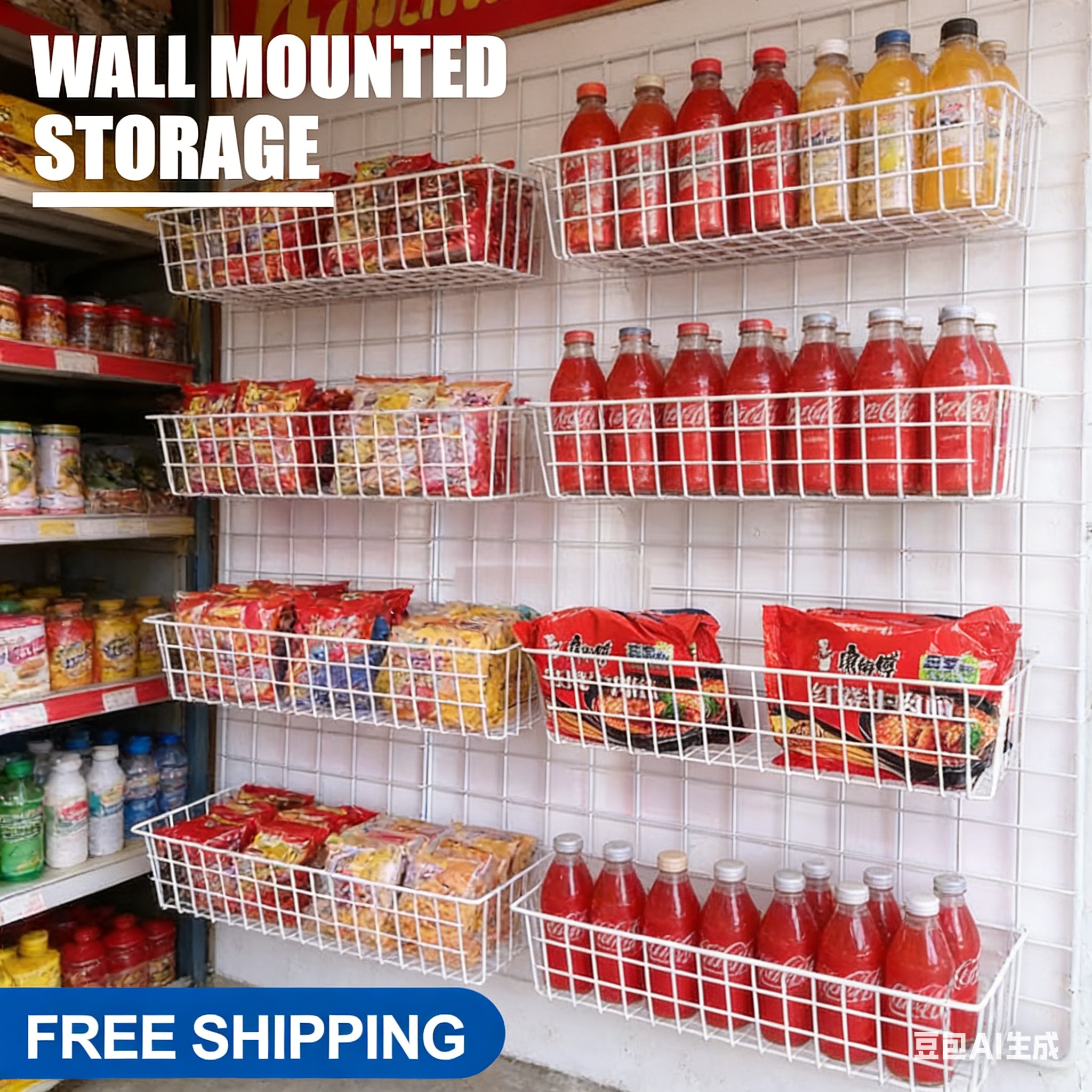 Hanging organizer wire mesh hanging basket hanging sari sari store ...