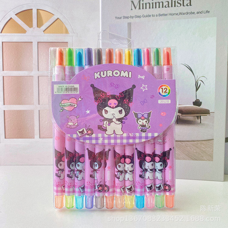 12 Colors Rotating Crayons Cartoon Colored Pencil Drawing Graffiti Pen ...