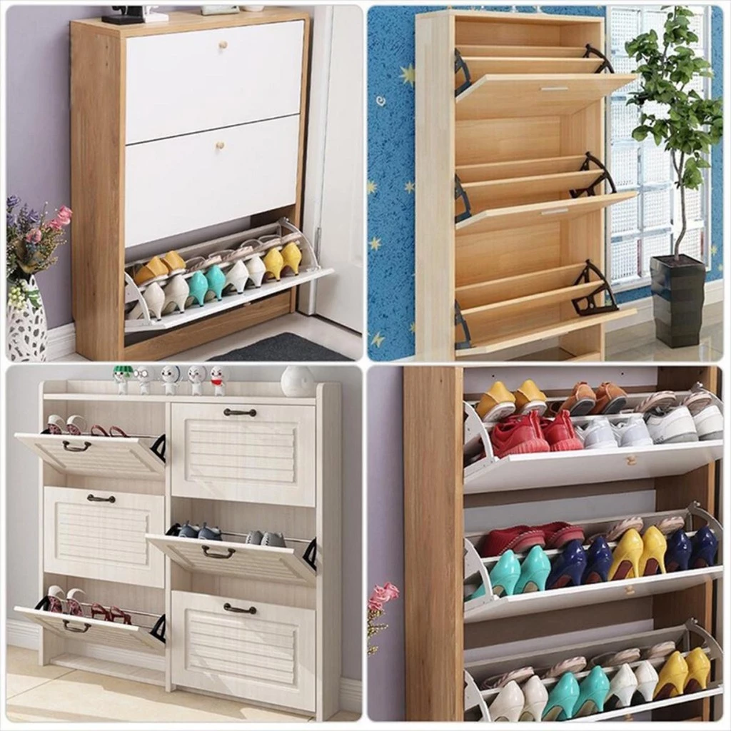 Set of 2 Shoe Cabinet Hinges Steel Shoe Rack Shelf Flip Rack Hardware ...