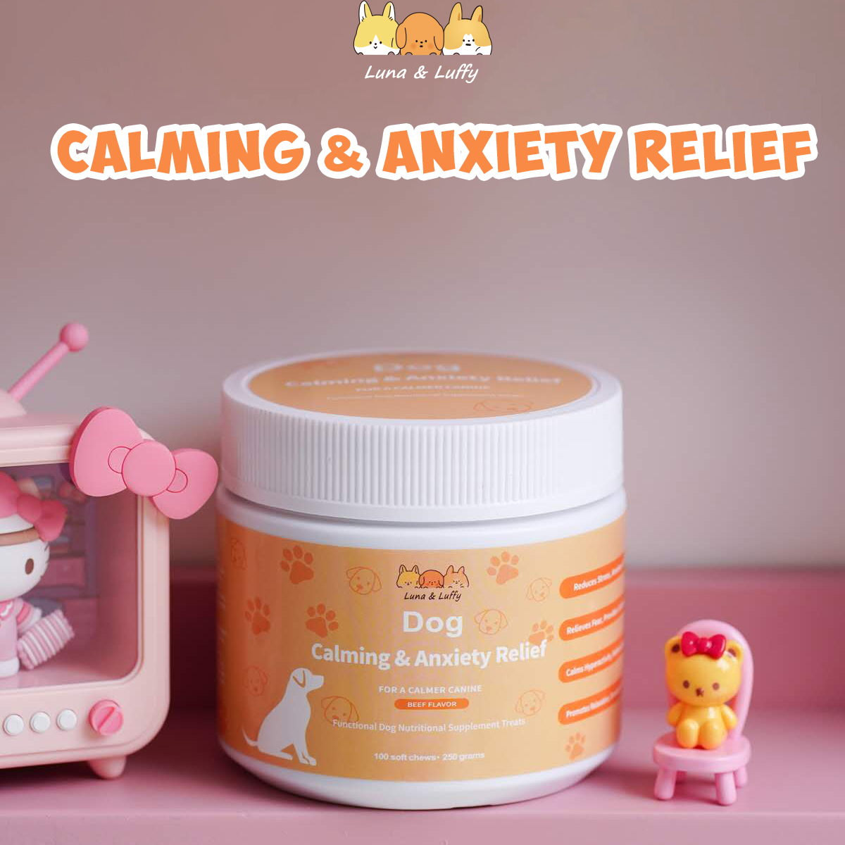 Visual Reference: Luna Luffy Calming Supplement For Dogs Anxiety Stress Relief