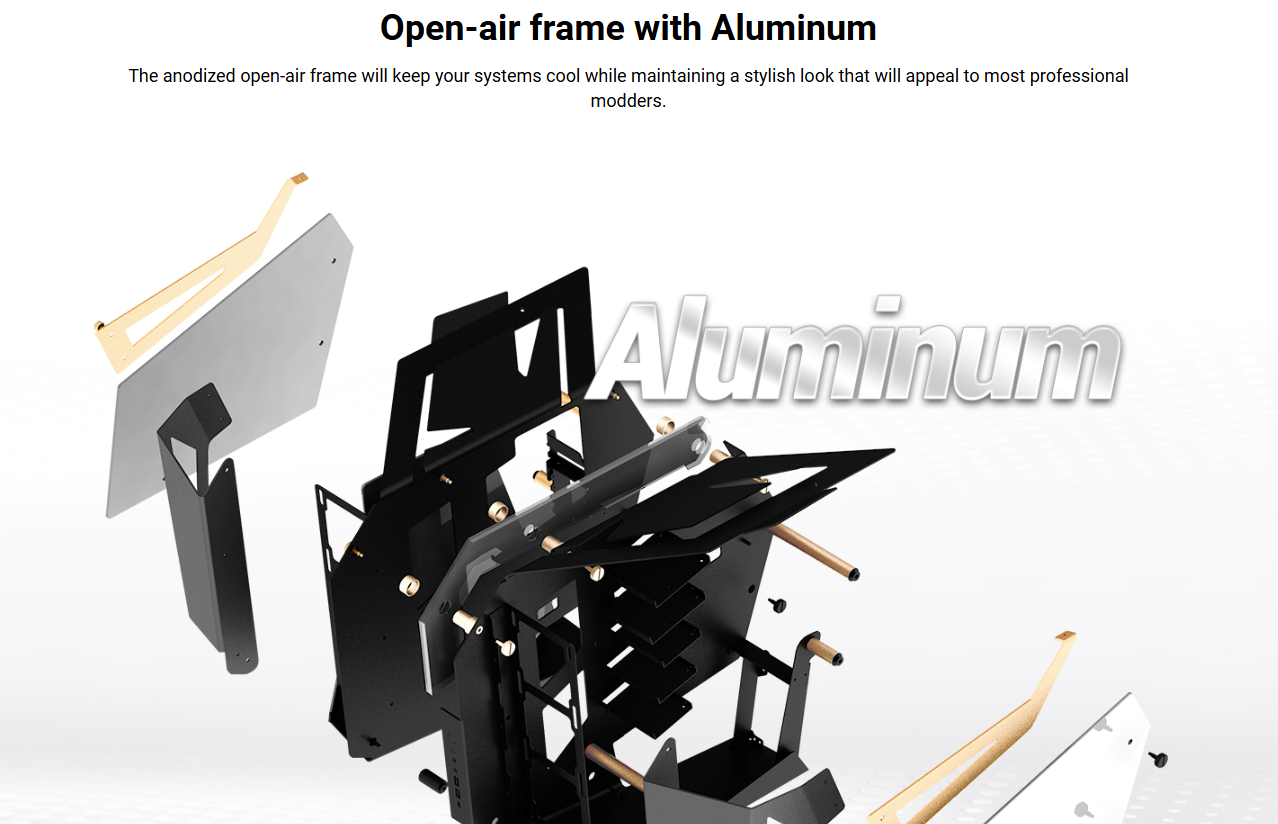 FSP T- Wings Open Frame Gaming PC Case E-ATX/ATX/Micro ATX/ITX / Dual ...