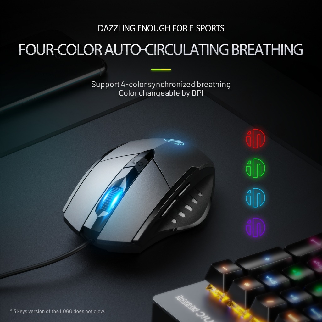 INPHIC W1 Gaming Mouse Wired 7200DPI Optical Mice 6 Programmable ...