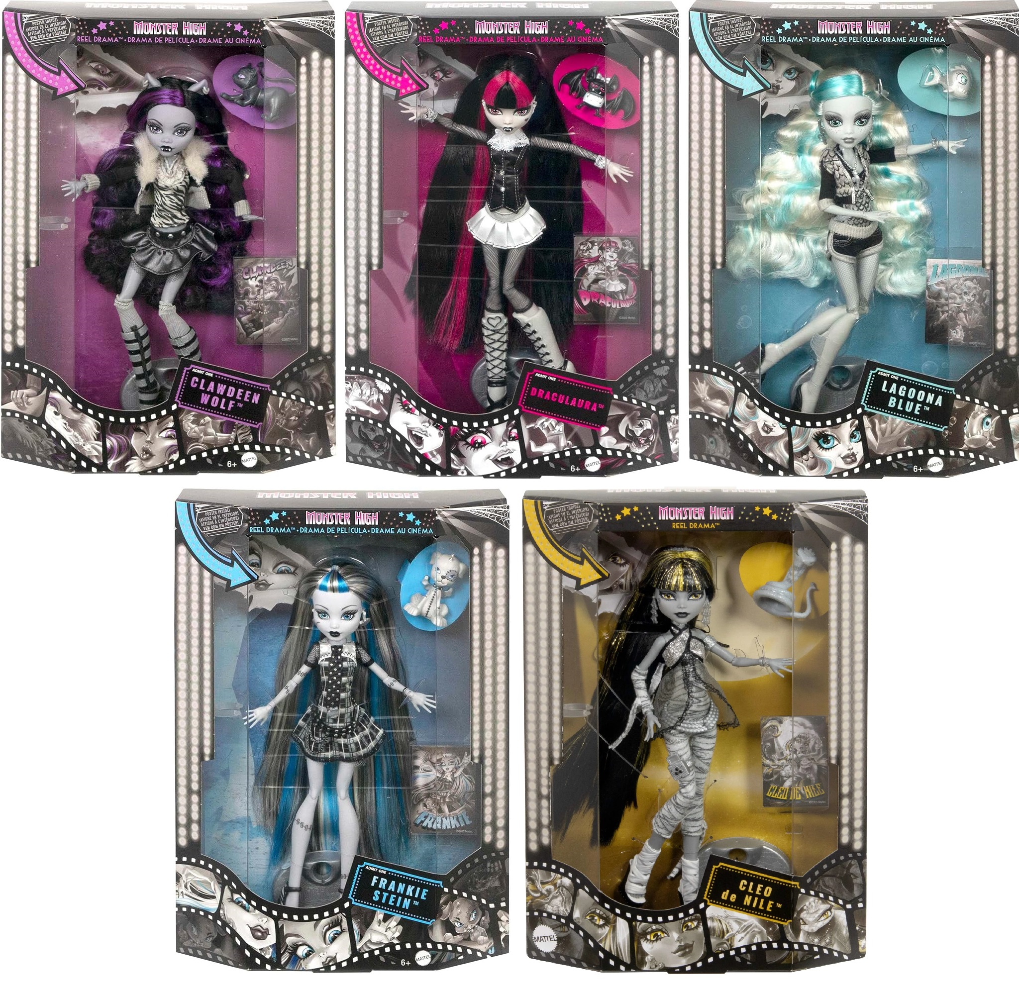 Monster High Reel Drama Doll in Black and White (2022-2025) Lagoona ...