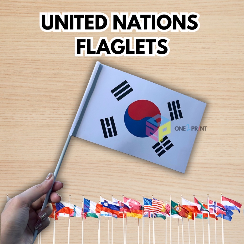 Glossy Handheld United Nations Flaglets | Back-to-Back Printed Country ...