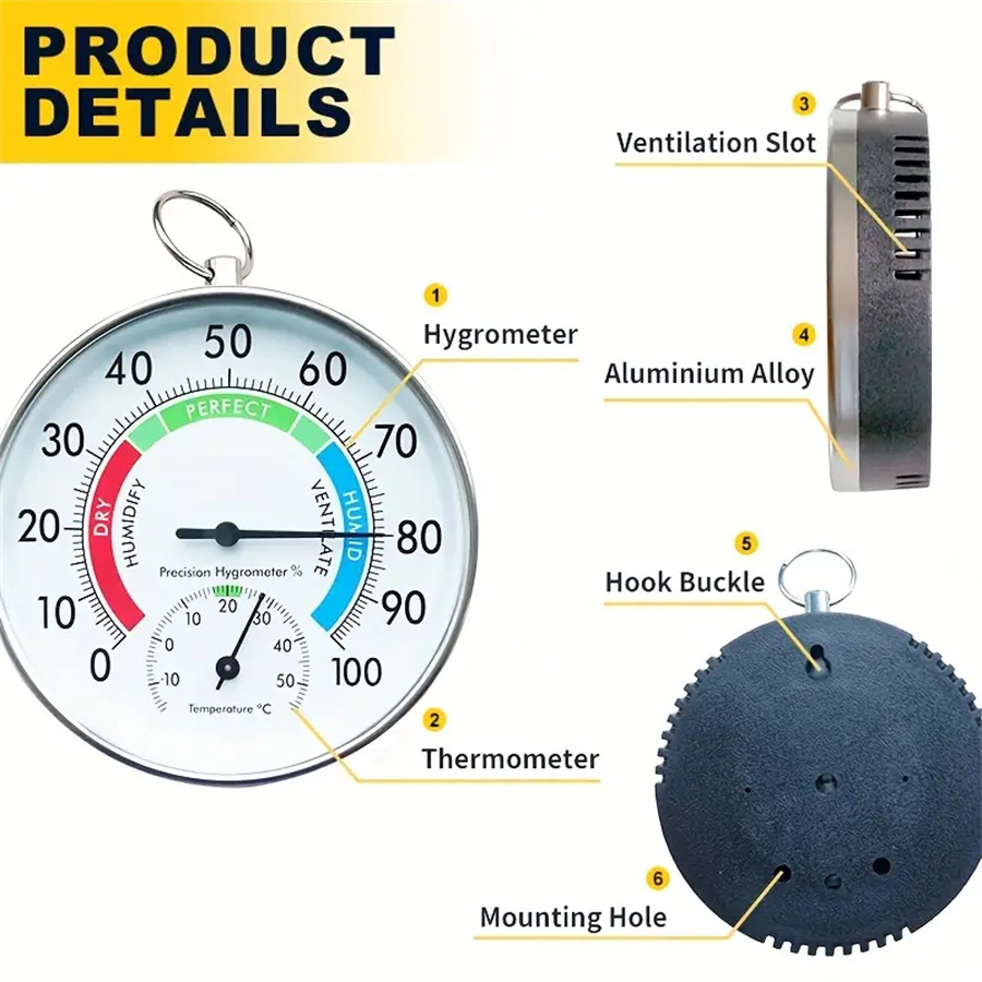 Thermometer Hygrometer Sensor Wall Mounted Temperature Humidity Meter ...