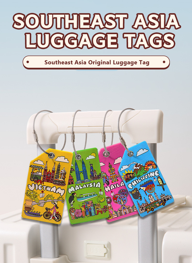 Label Luggage Masskara Festival Mask+Tarsier Tag Travel Suitcase Bag ...