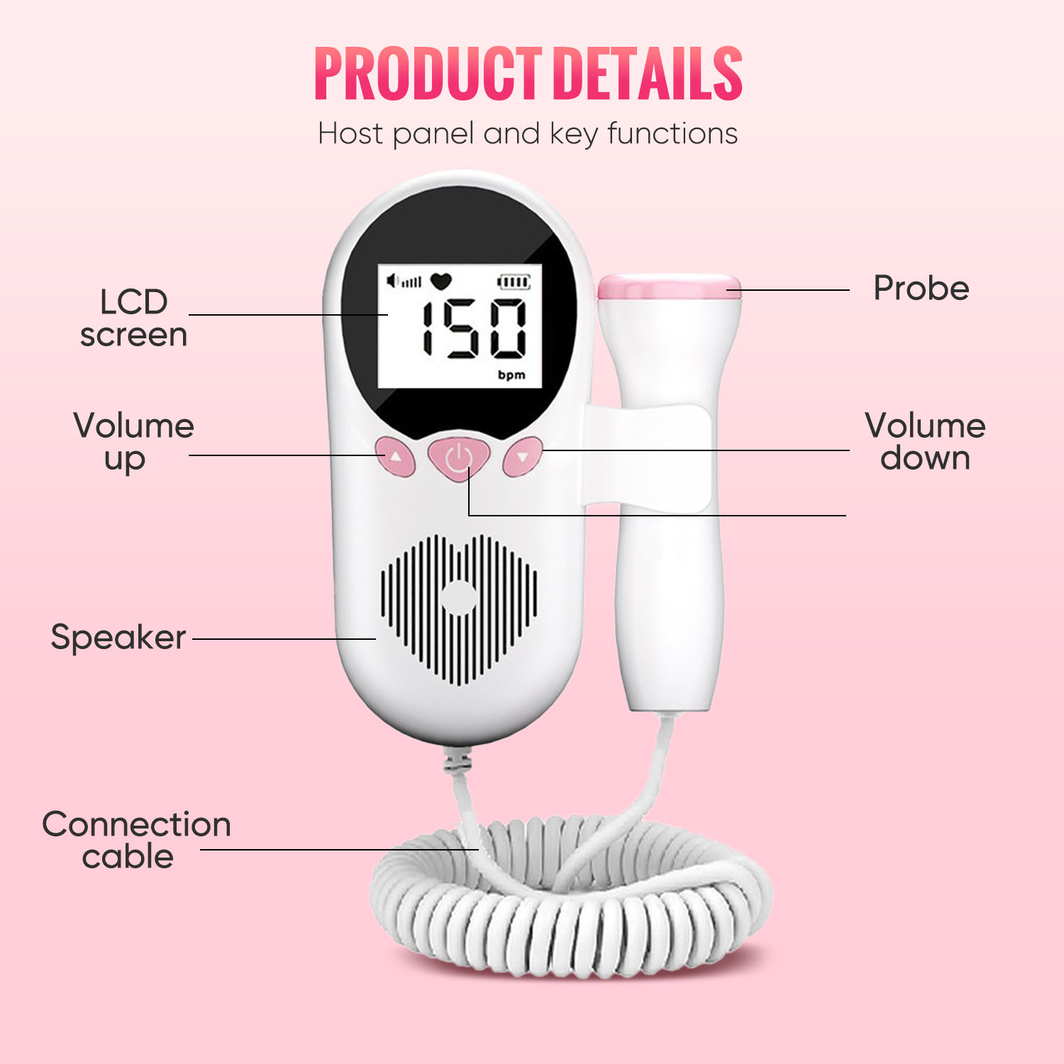 Fetal Doppler original Baby Heart Monitor Device Pregnant Women Home ...