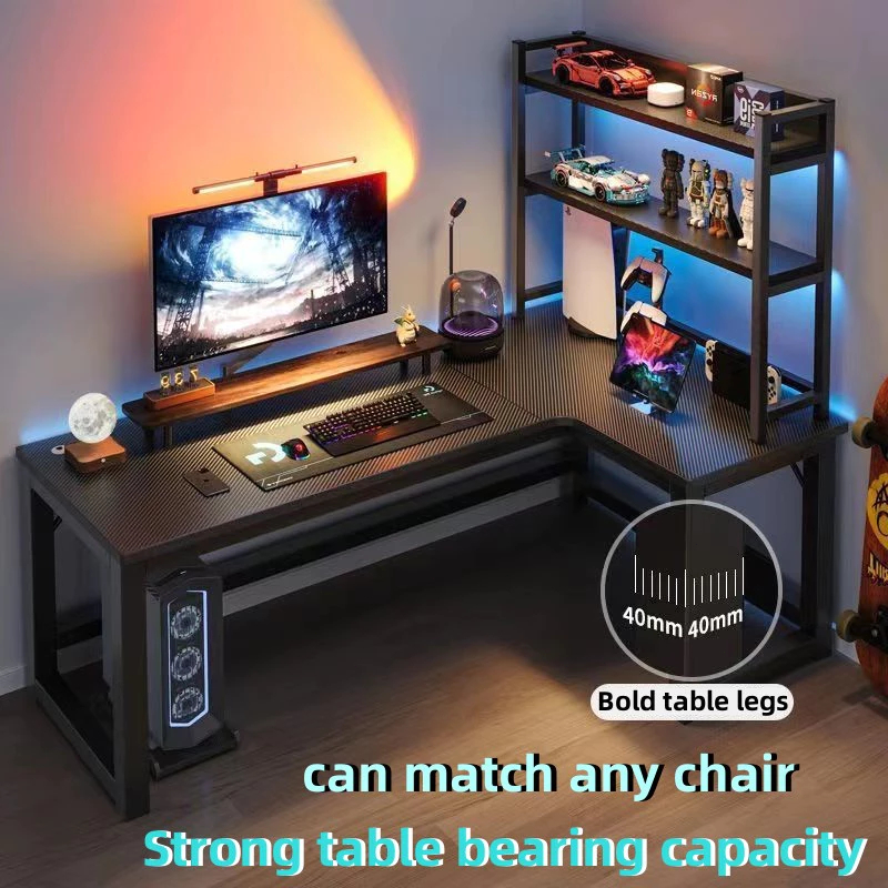 L-shaped Table Computer Table Study Desk Modern Durable Steel Frame ...