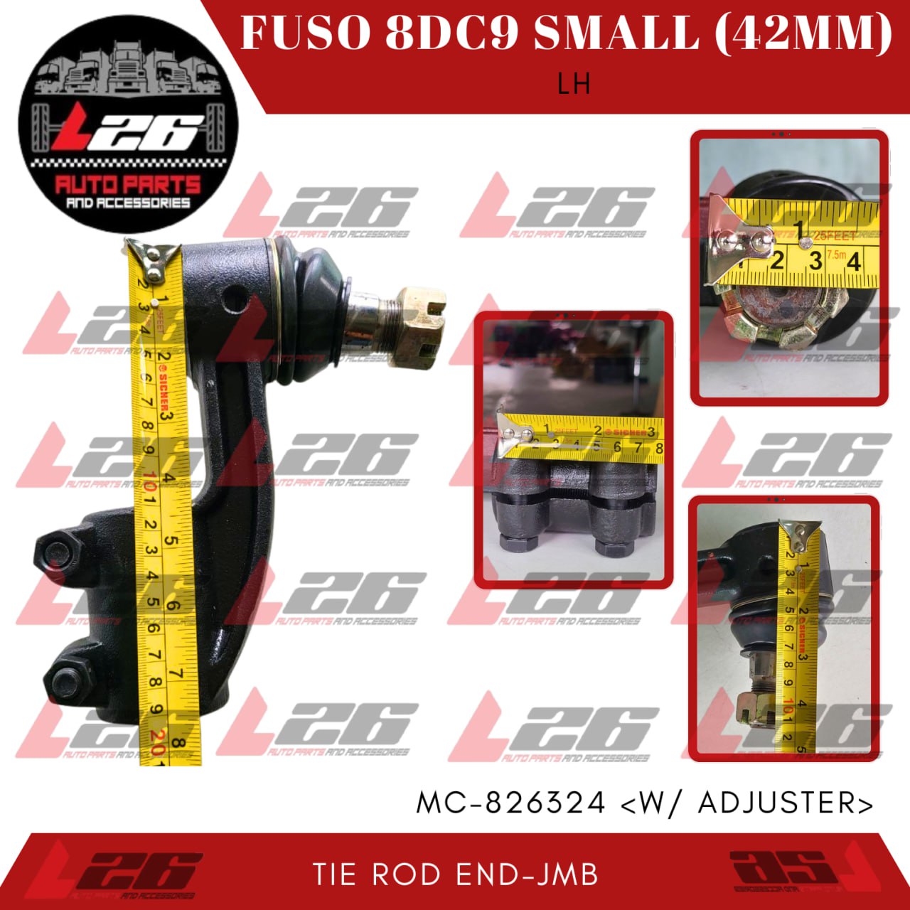 42mm Mitsubishi Fuso 8DC9 LEFT SIDE LH TIE ROD END with adjuster Small ...