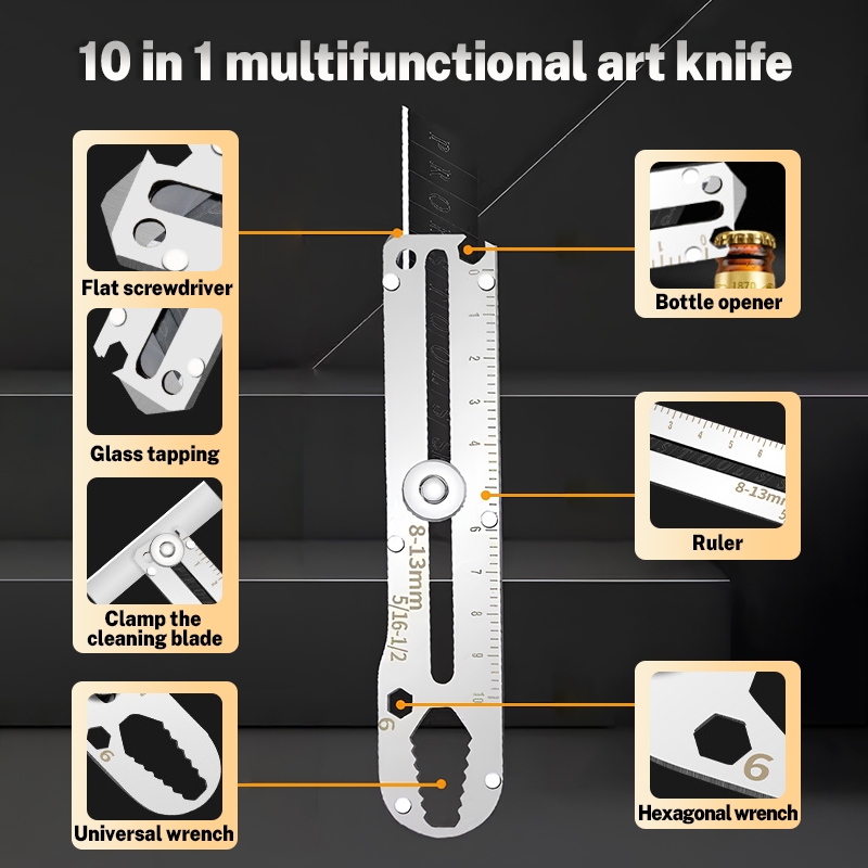 Stainless Steel Utility Knife Multifunction Retractable Box Cutter Art ...