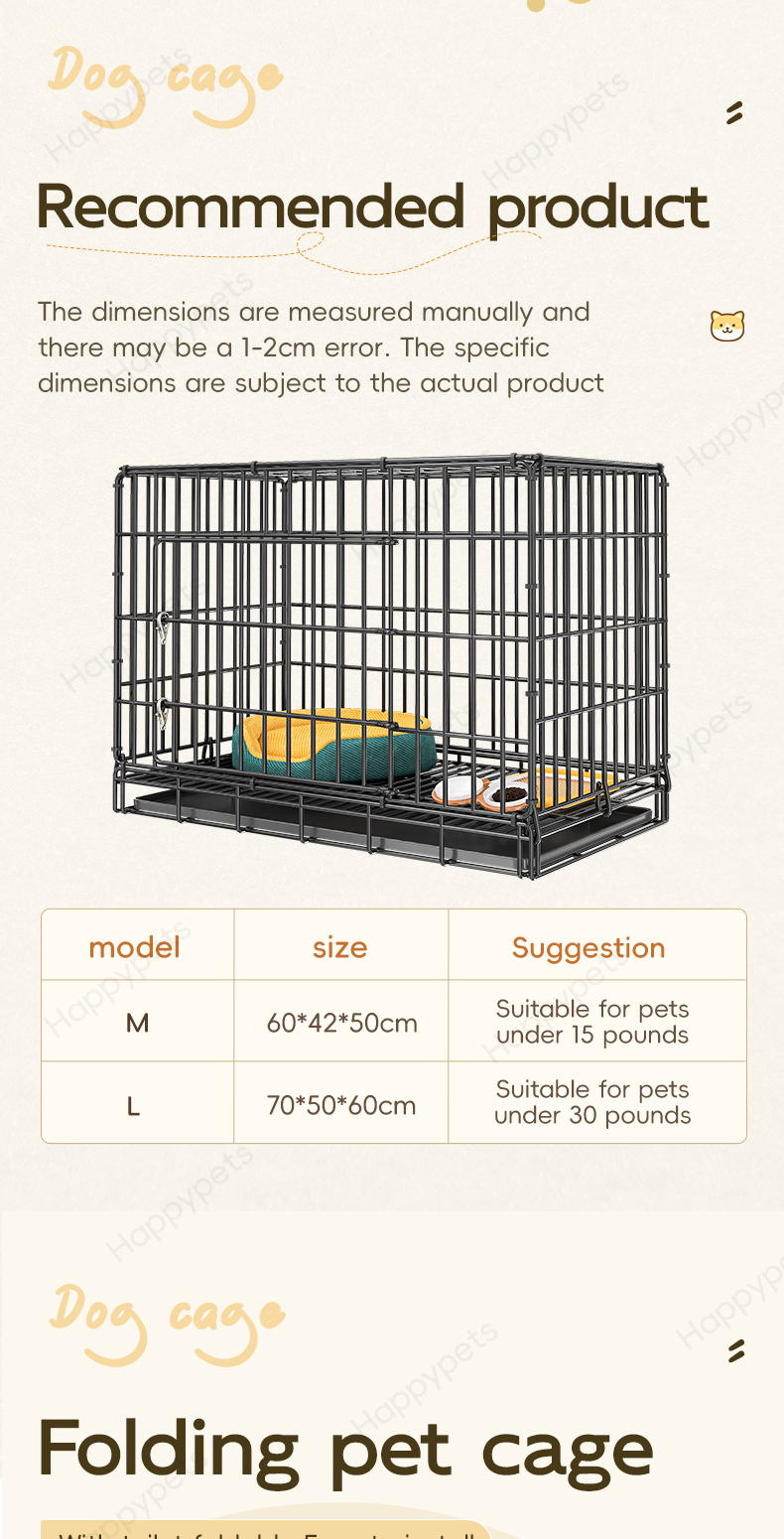 Cat Cage Foldable Home Pet Cat Dog Rabbit Cage Spacious Sturdy with ...