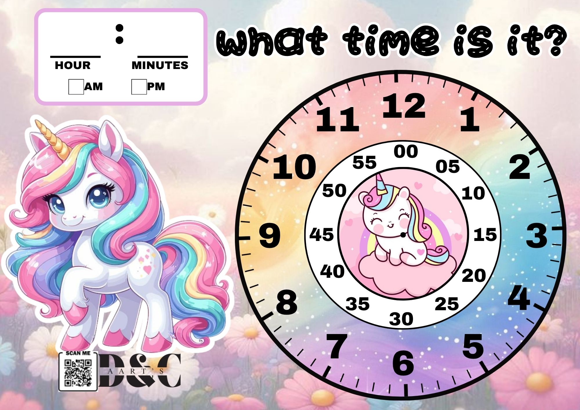 LAMINATED CLOCK TELLING TIME W/ FREE MARKER | EDUCATIONAL CHARTS ...