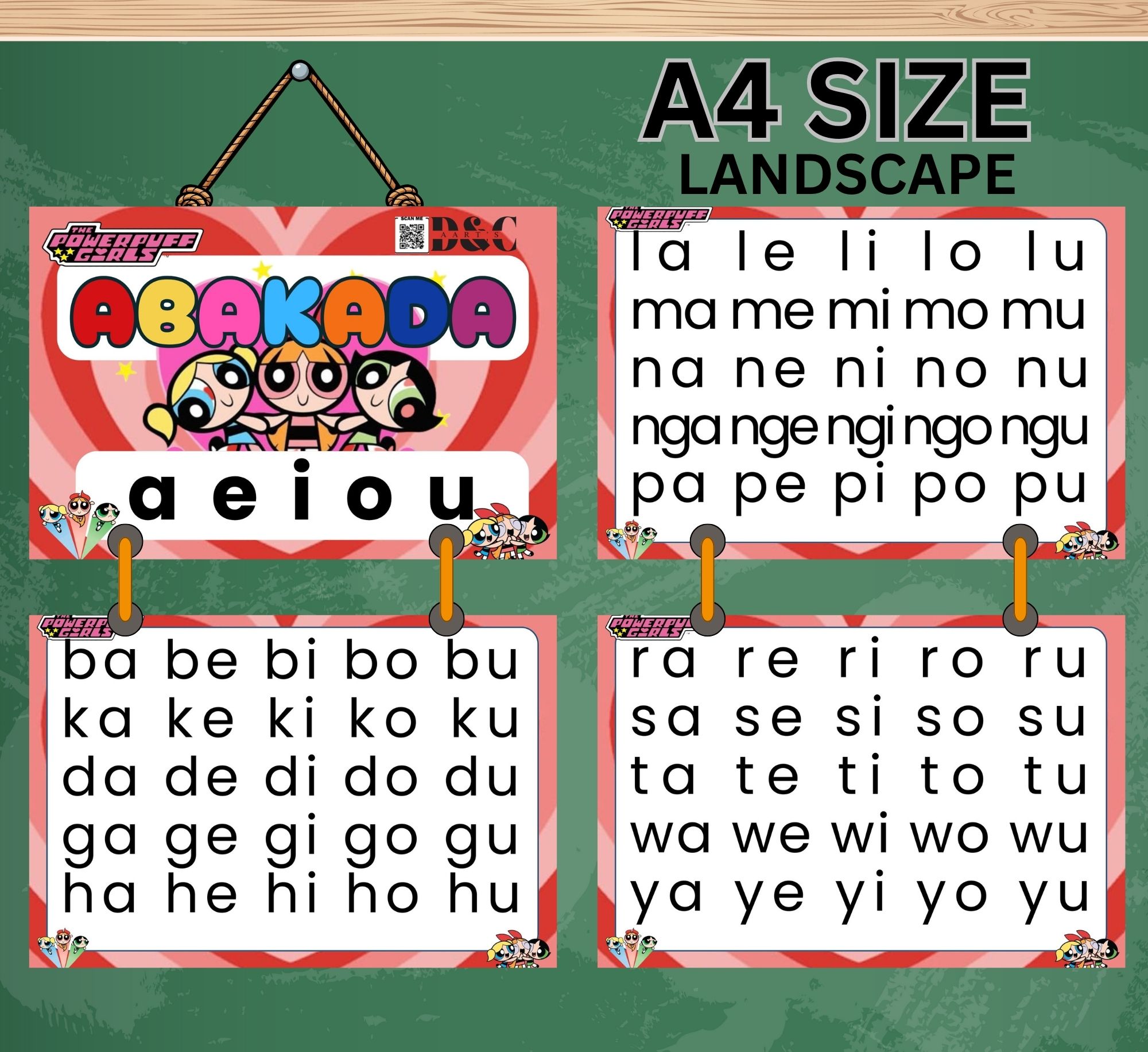 LAMINATED ABAKADA HANGING WALL CHART A4 | EDUCATIONAL LEARNING MATERIAL ...