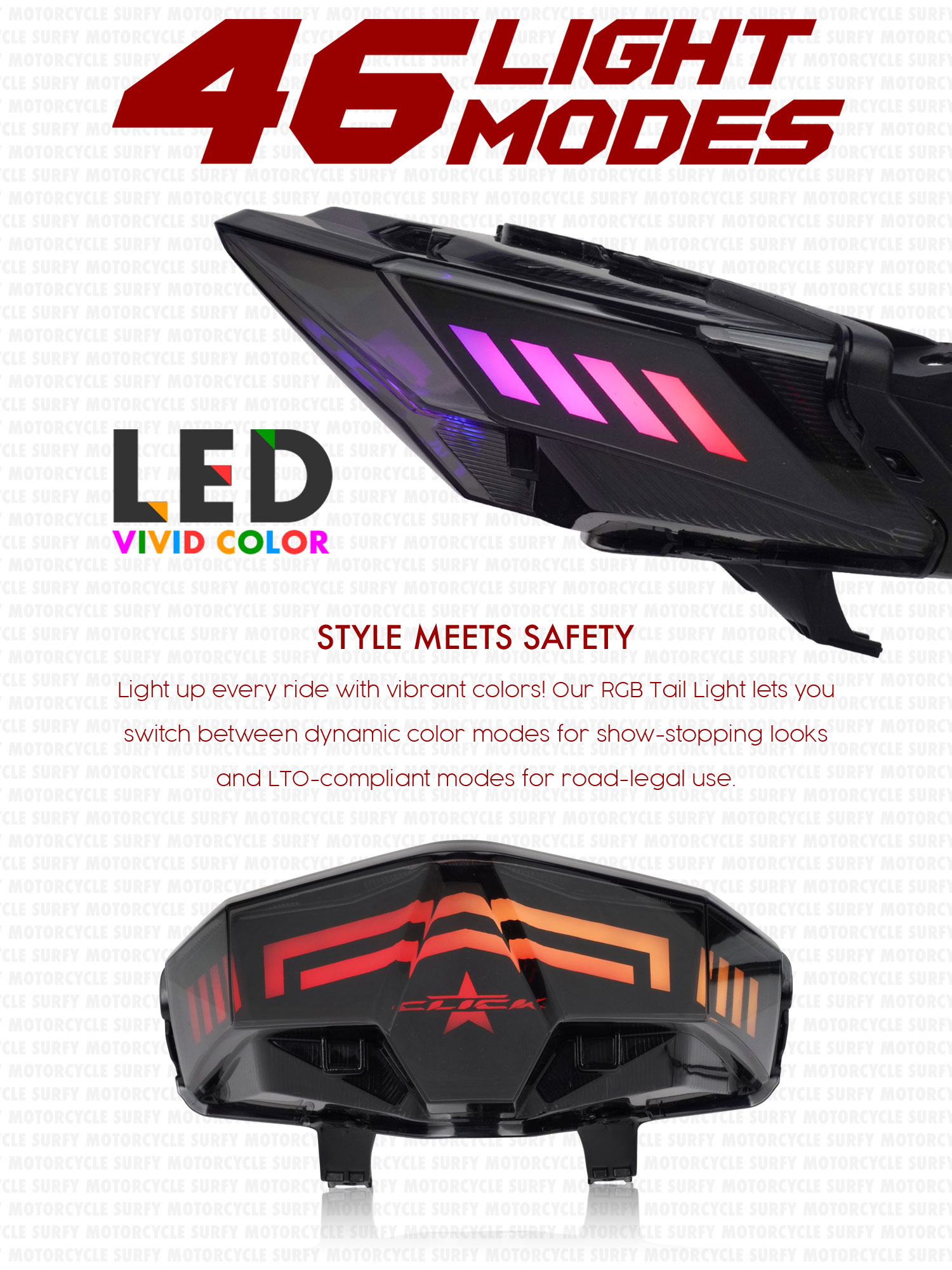 Honda Click 125/150 v3 v4 LED Tail Light Premium Star RGB Smartphone ...