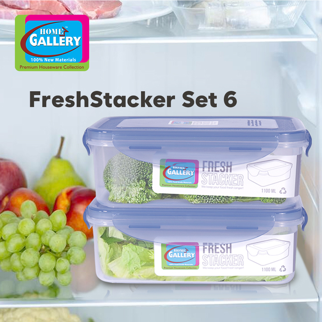 Home Gallery Rectangular Fresh Stacker Food Storage 1100ml 2 pcs, BPA ...