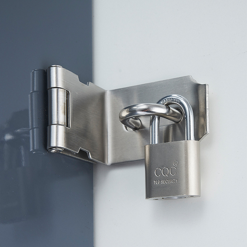 WANLIAN 4 Inch Stainless Steel 90 Degree Door Hasp Latch - Matte Black, Right Angle Padlock Hasp For Barn, Sliding, Push Doors