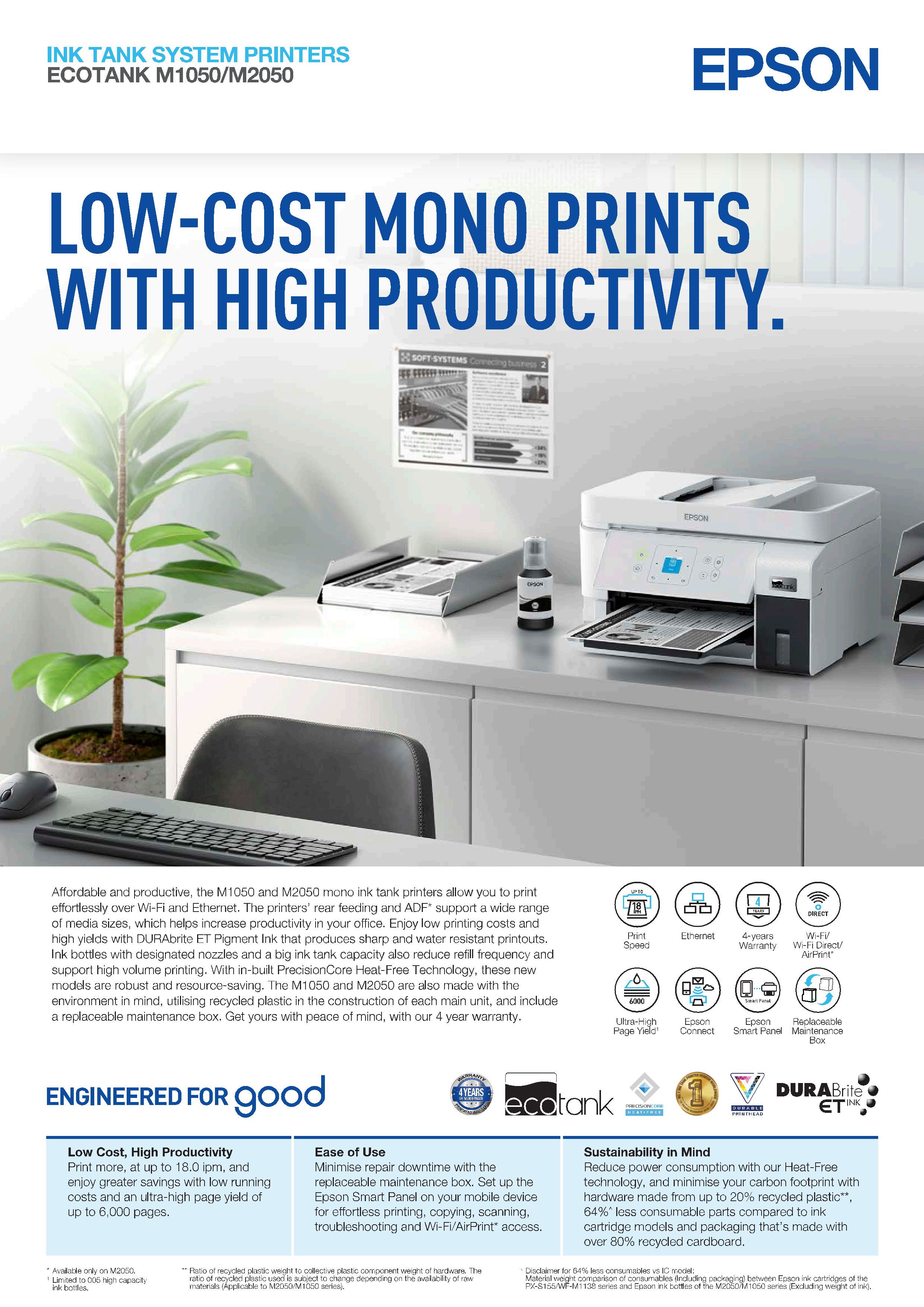 Epson EcoTank M2050 Monochrome Ink Tank Printer | Shopee Philippines