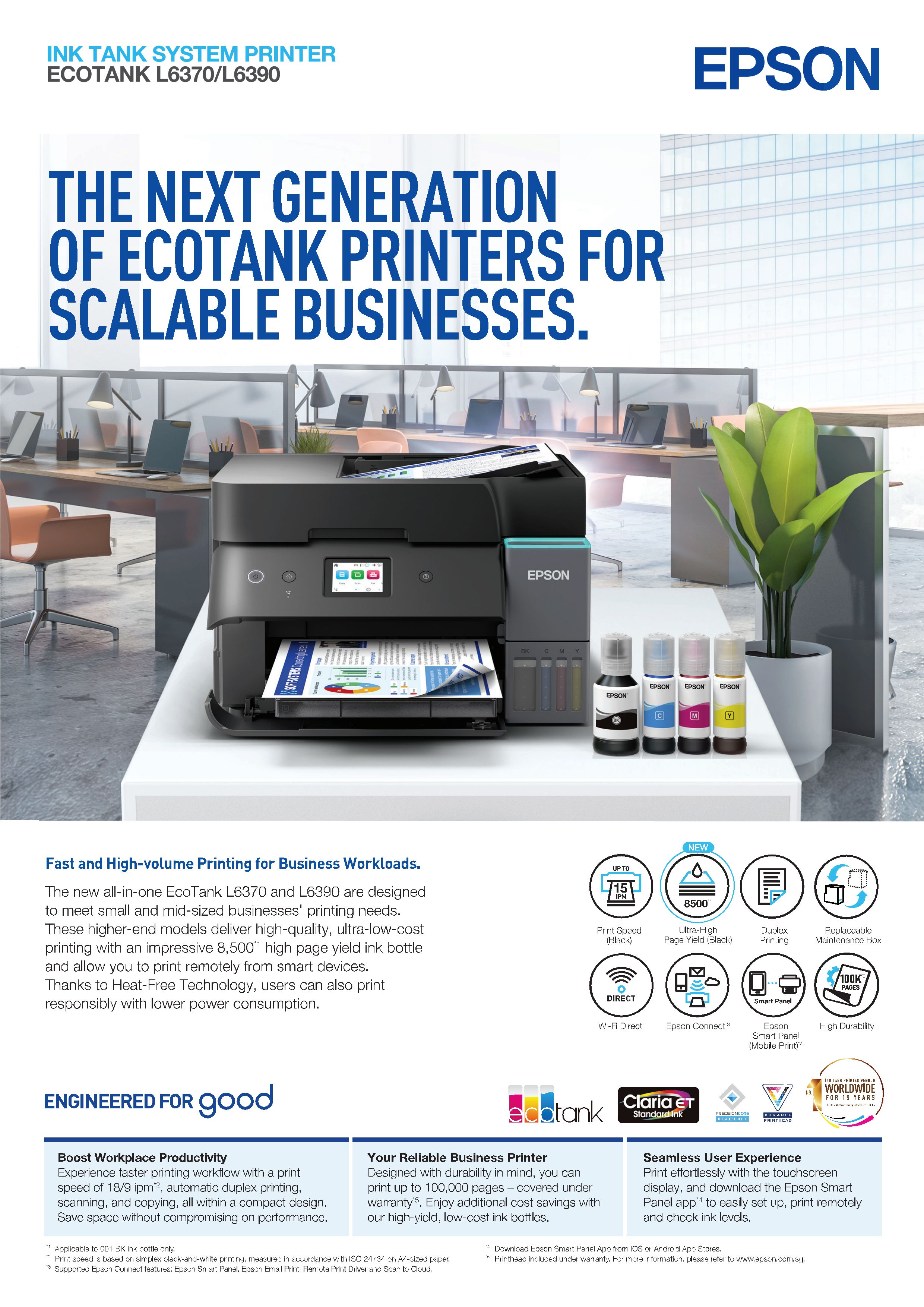 Epson EcoTank L6370 A4 Wi-Fi Duplex All-in-One Ink Tank Printer ...