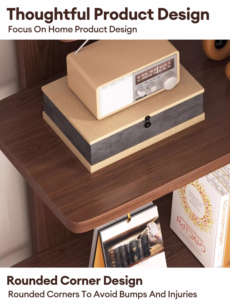 【3 Color】Wooden Book Shelf Corner Book Rack Multi-Layer Corner Storage ...