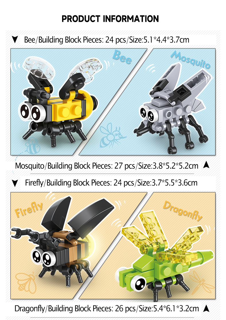 Butterfly Ladybug Insect Series Building Block Toy for Children's Boy ...