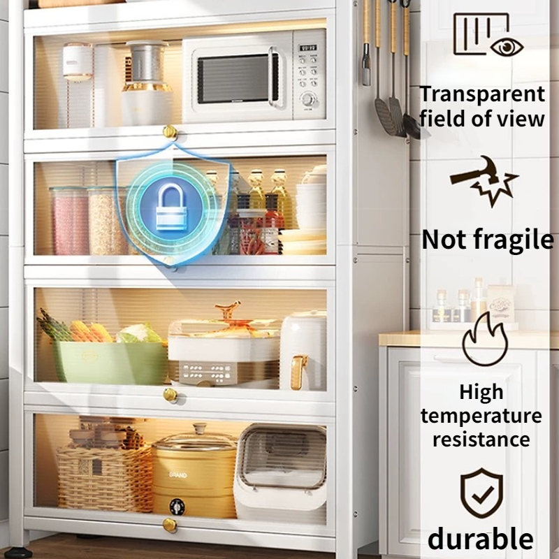 Kitchen Dust Cabinet Rack With Wheels Dustproof Storage Cabinet Carbon ...