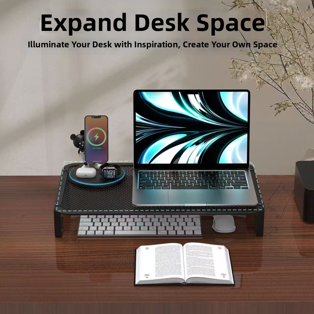 Multi functional laptop storage rack desktop keyboard rack tablet ...