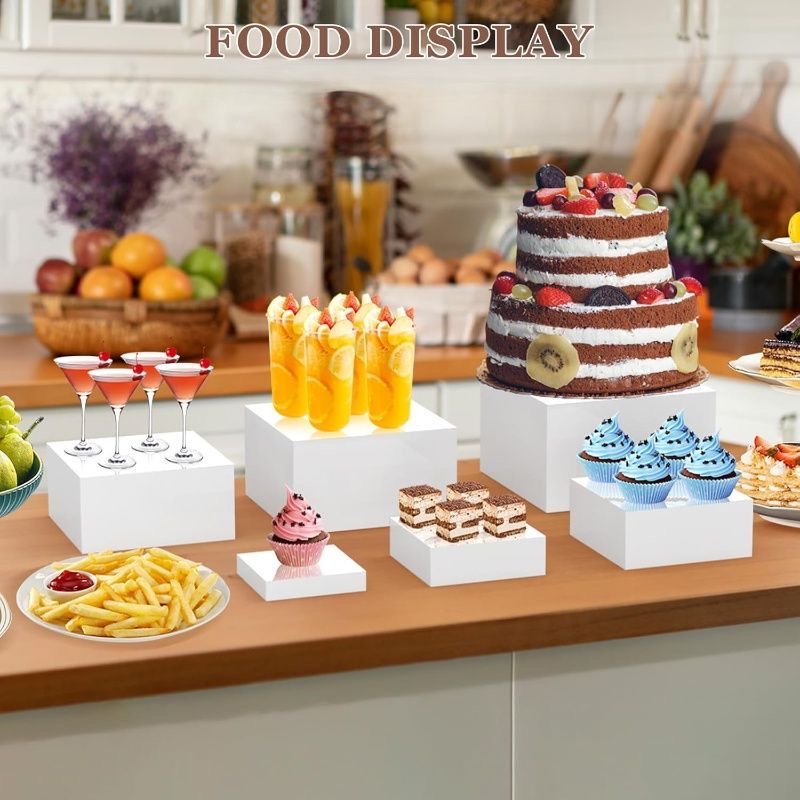 6 PCS Thickening Buffet Riser Cube Display Nesting For Buffet Birthday ...