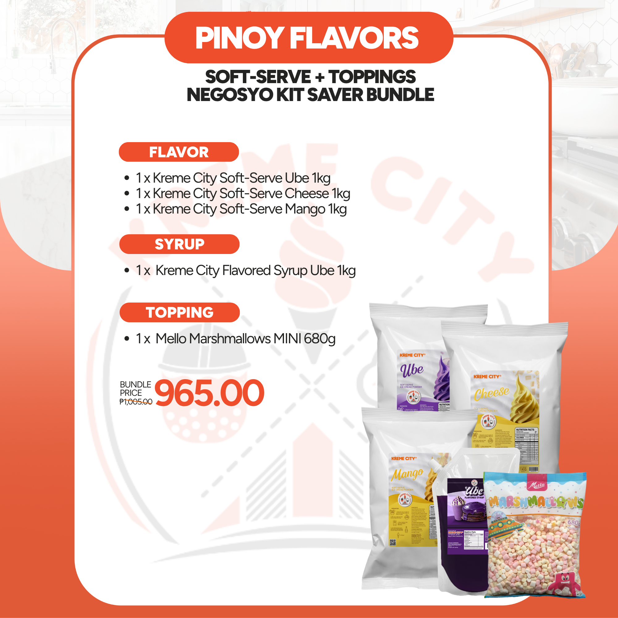 Kreme City Negosyo Kit Saver Pinoy Flavors Soft-Serve + Toppings Bundle ...
