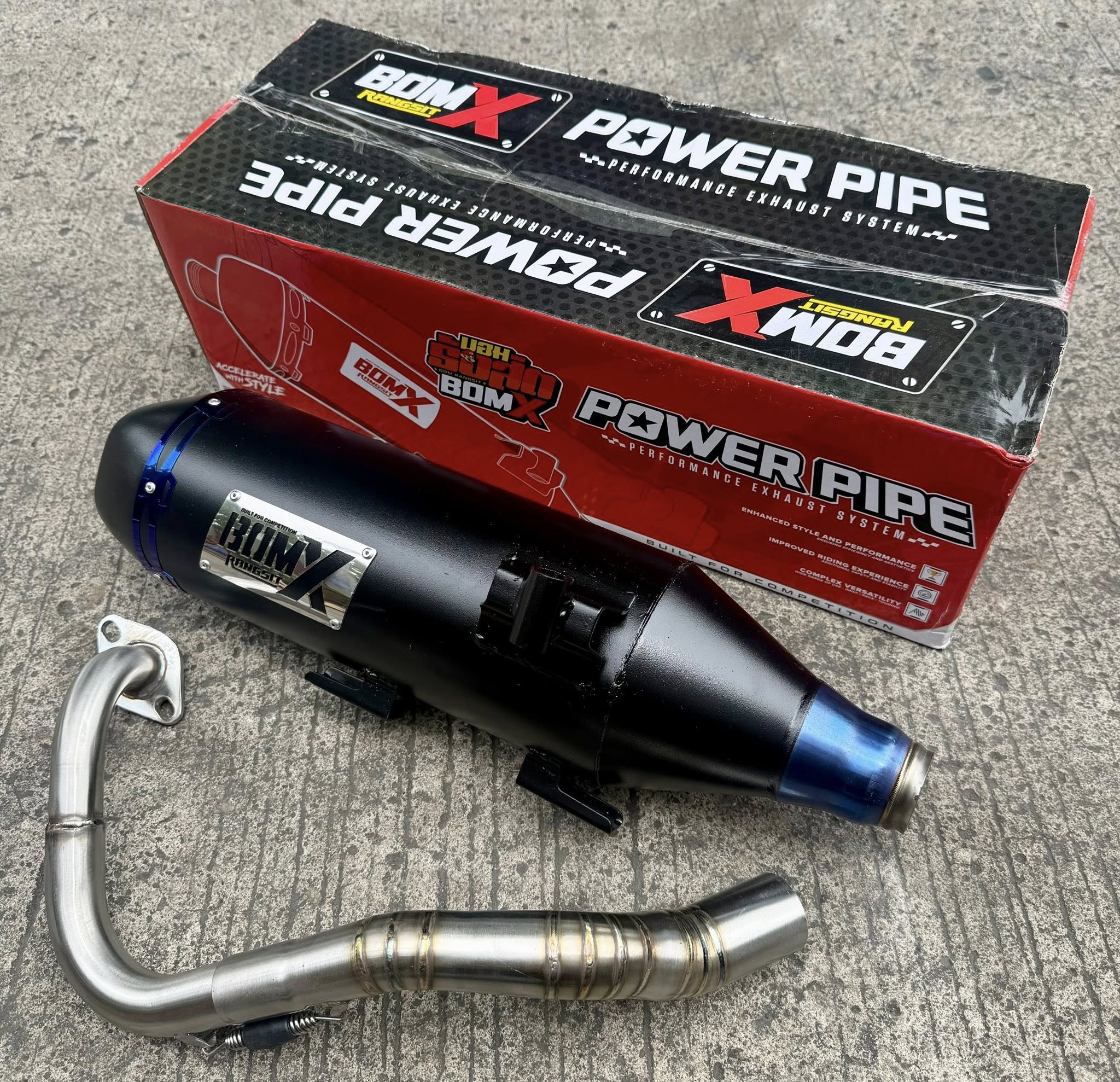 BOMX RANGSIT CNC EMBLEM POWER PIPE TITANIUM TIP NMAX V2 / AEROX V2 ...