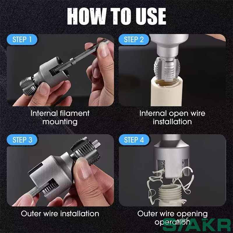 Integrated Internal & External Pipe Dual Head Threading Tool for 1/2 ...
