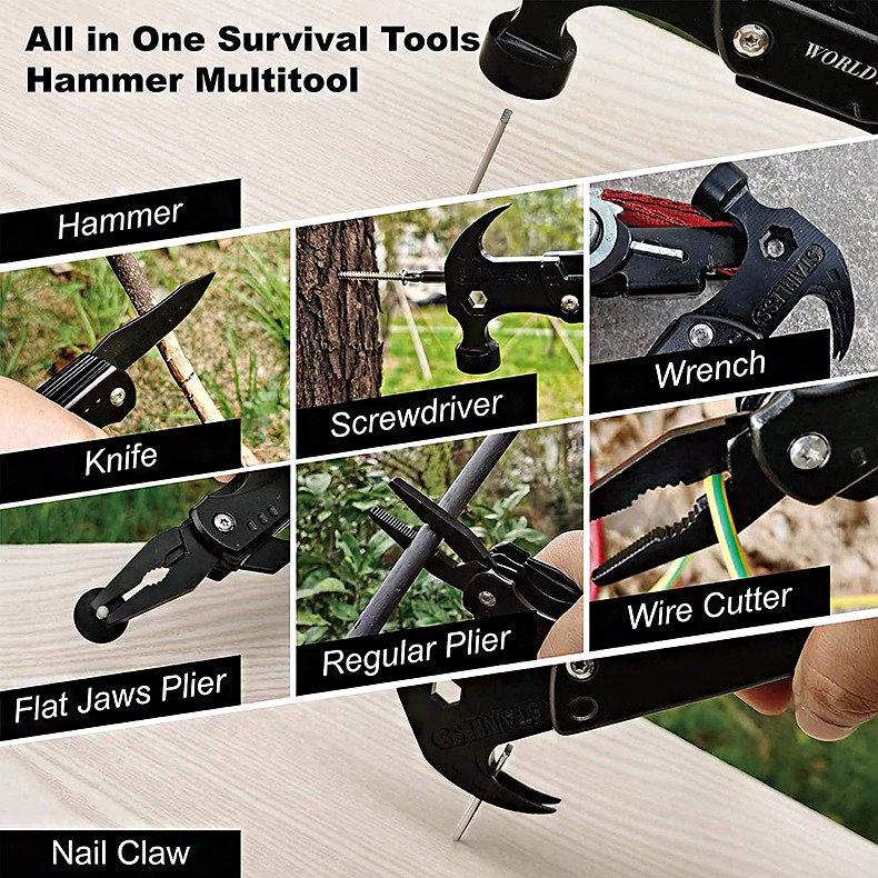 Keycool 12 IN 1 Multi Tool Hammer Outdoor Adjustable Wrench Hammer ...