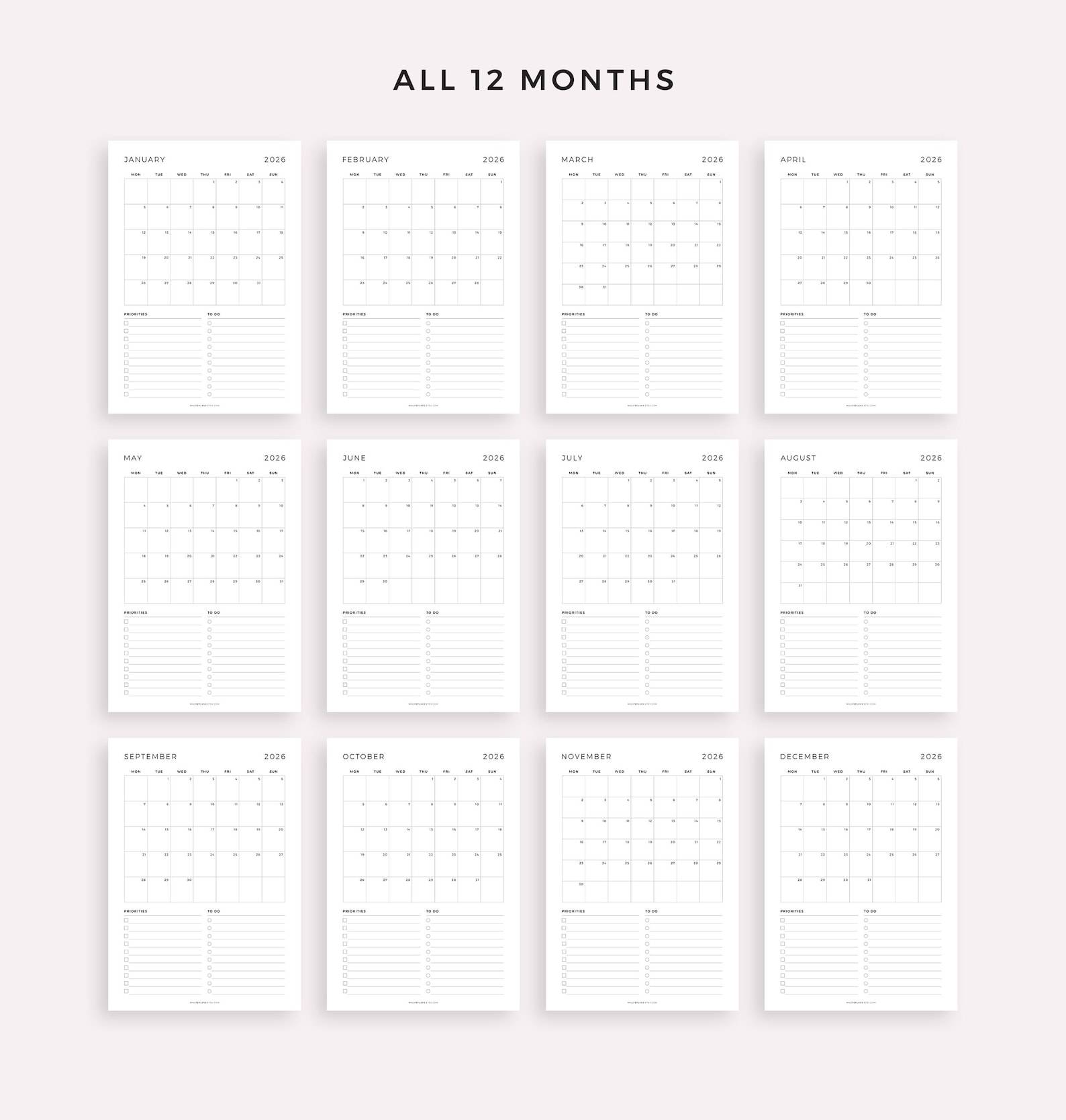 A5 A6 2026 Monthly Planner Binder Refill Loose Leaf Binder Inserts ...