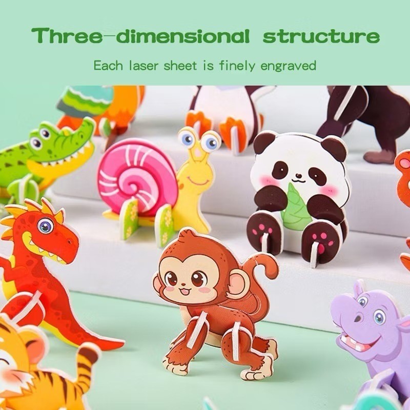 30Pcs Kids 3D Paper Puzzles DIY Handmade Educational Toys Cartoon ...