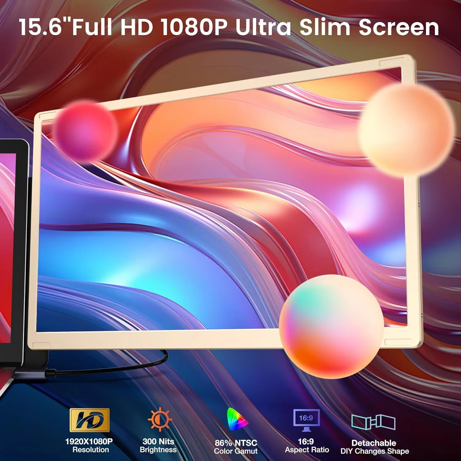 15.6-inch dual screen portable monitor 1080P FHD plug and play business ...